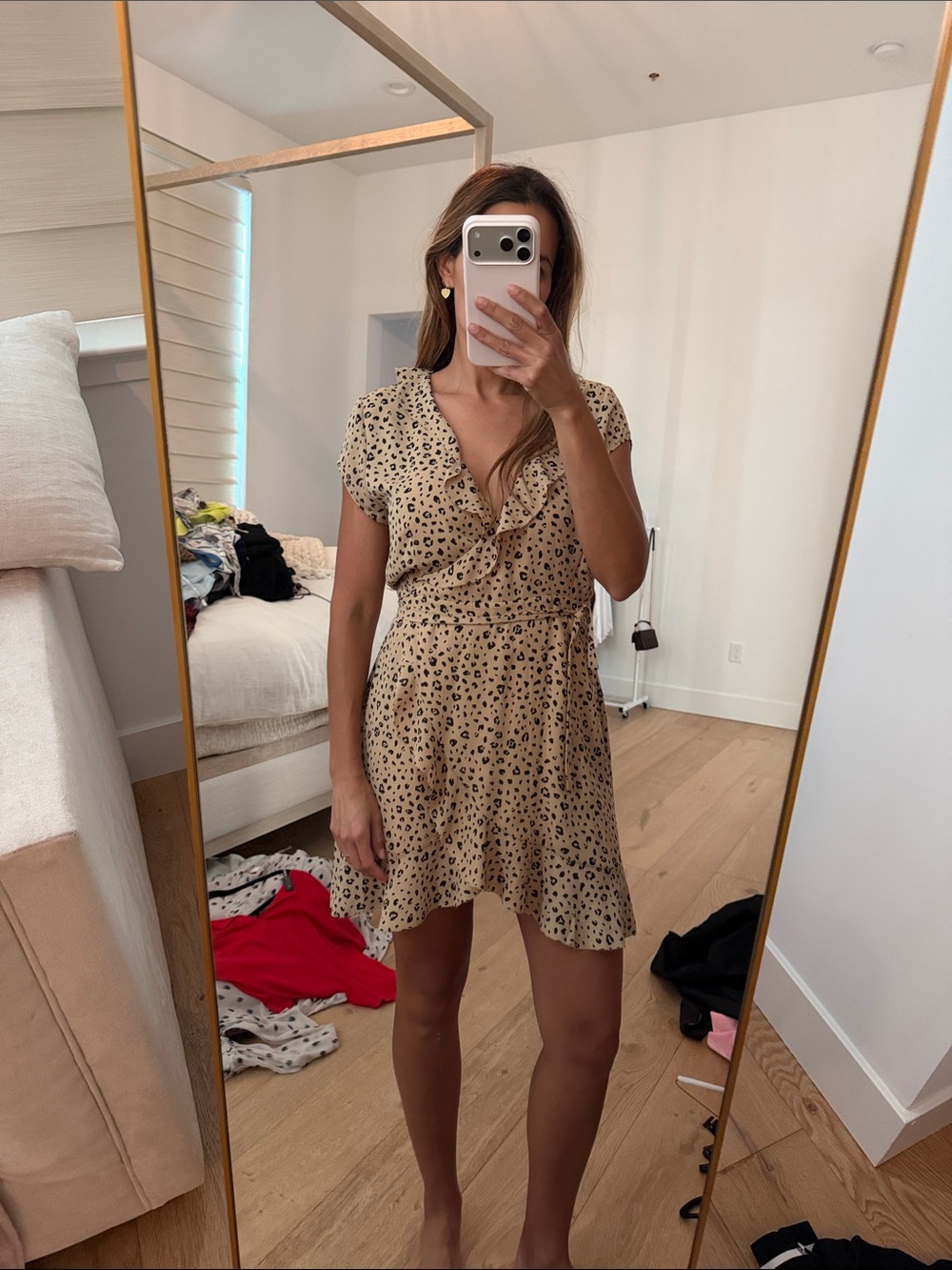 Sunday Best Aritzia Beige Leopard Print Wrap Dress